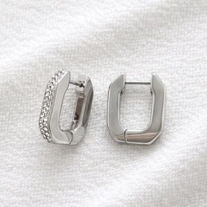 Swarovski-Inspired Silver Huggie Hoop Earrings